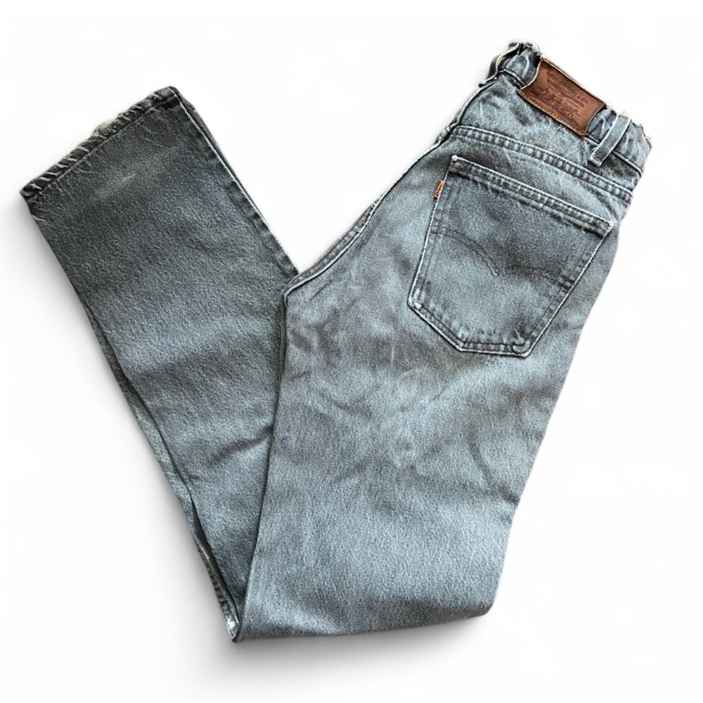 Vtg Grey Levi’s Straight Jeans 29 Tall ~ 29x33.5 Orange Tab MiUSA